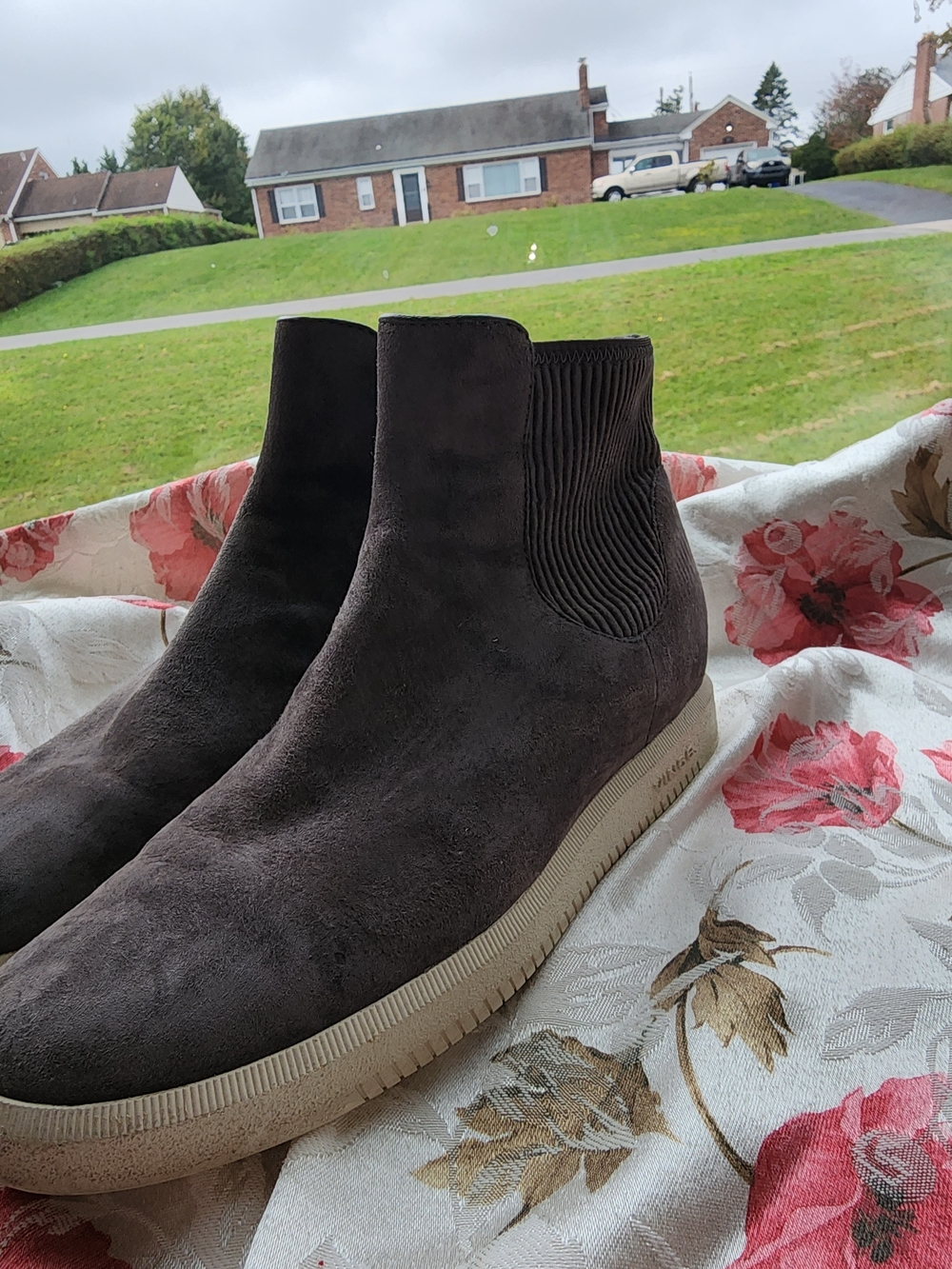 Vince Women's Suede Ankle Booties in Dark Brown